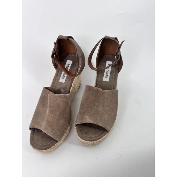 Steve Madden Jyia Gray Suede Espadrille Wedge Platform  Steve Madden Jyia Suede Espadrille Wedge Platform Sandals Shoes Gray Women\'s 10